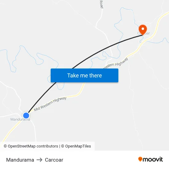 Mandurama to Carcoar map