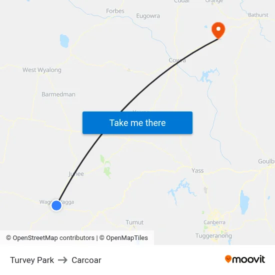 Turvey Park to Carcoar map