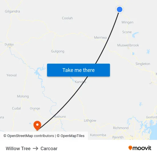 Willow Tree to Carcoar map