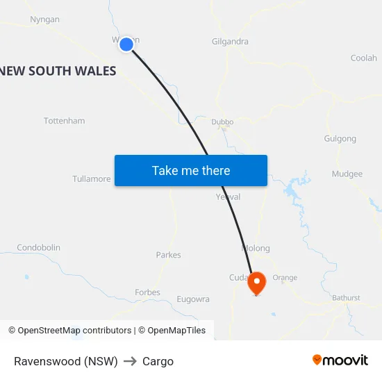 Ravenswood (NSW) to Cargo map