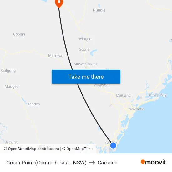 Green Point (Central Coast - NSW) to Caroona map