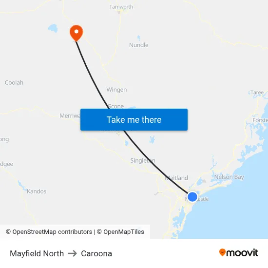 Mayfield North to Caroona map
