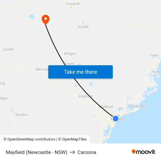 Mayfield (Newcastle - NSW) to Caroona map
