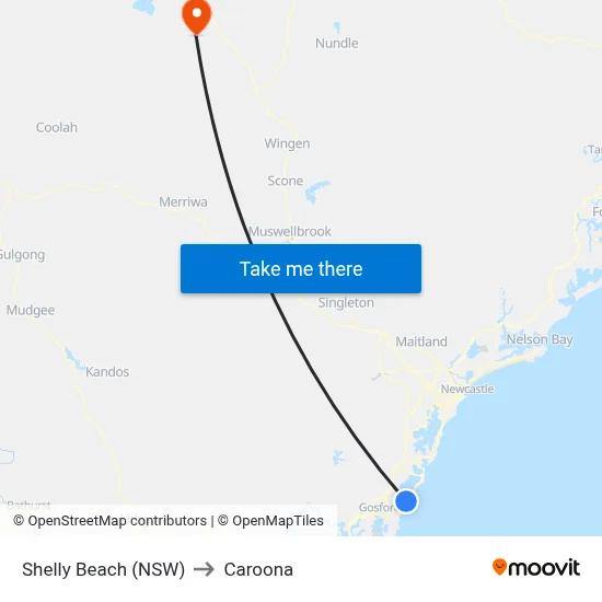 Shelly Beach (NSW) to Caroona map