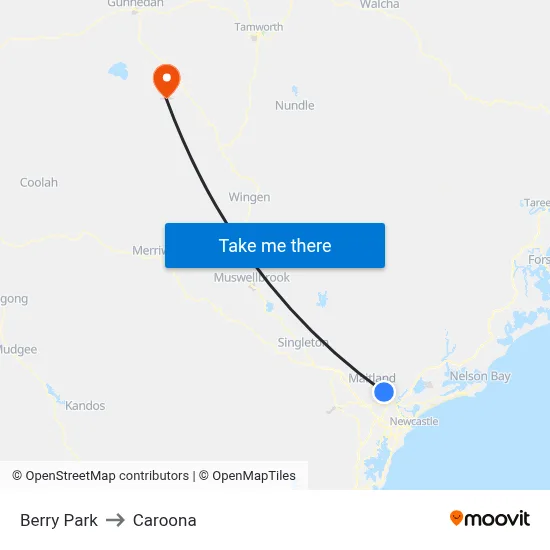 Berry Park to Caroona map