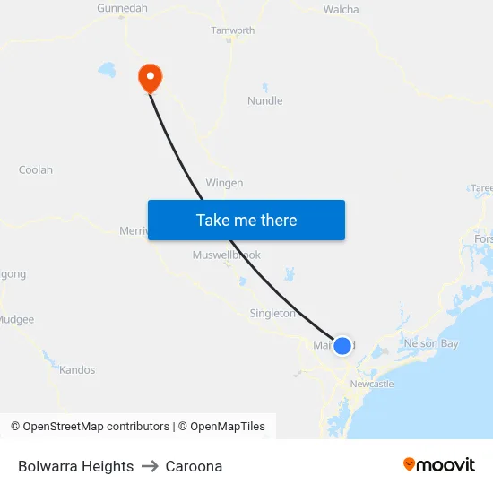 Bolwarra Heights to Caroona map