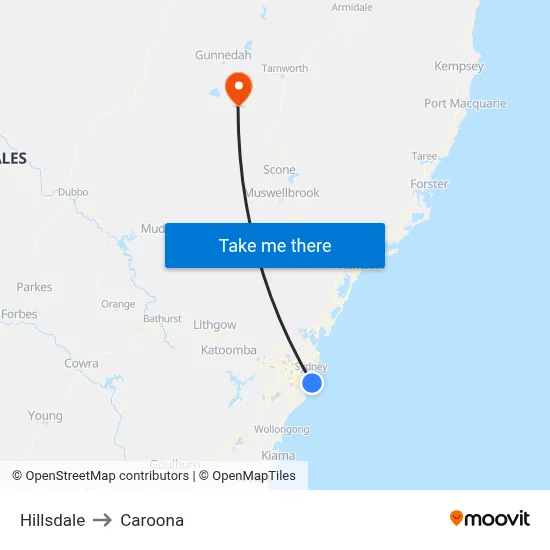 Hillsdale to Caroona map