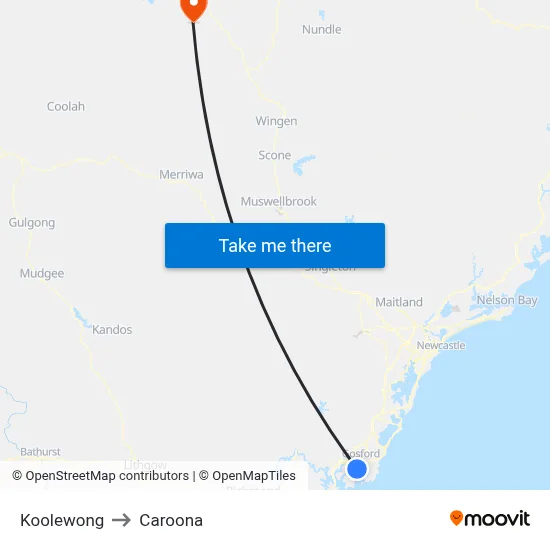 Koolewong to Caroona map