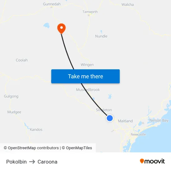 Pokolbin to Caroona map
