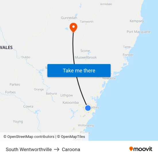 South Wentworthville to Caroona map