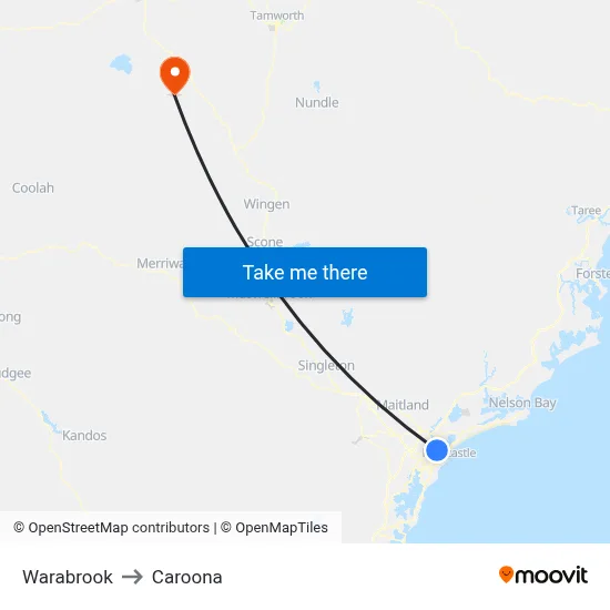 Warabrook to Caroona map