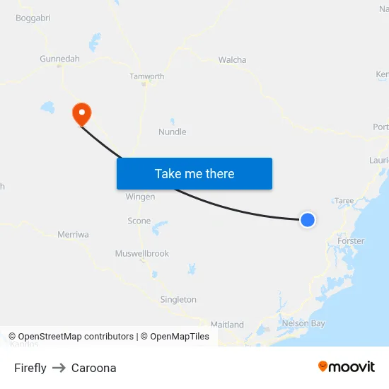Firefly to Caroona map