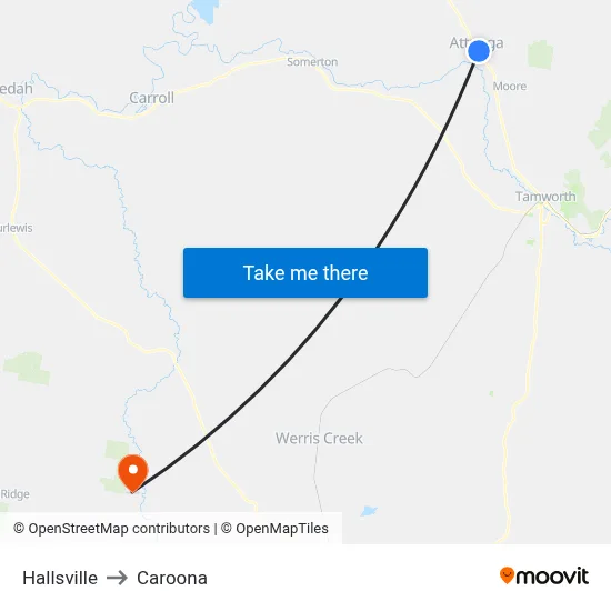 Hallsville to Caroona map