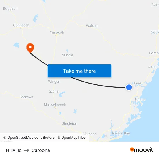 Hillville to Caroona map