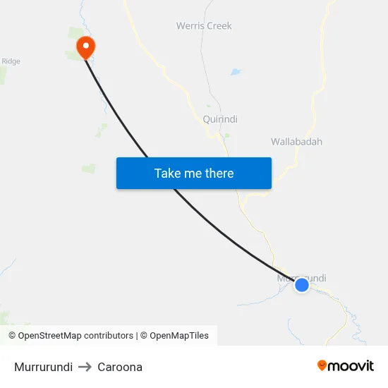 Murrurundi to Caroona map