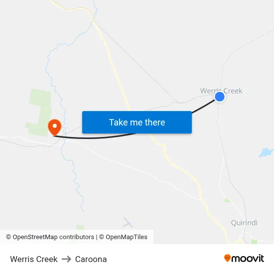 Werris Creek to Caroona map