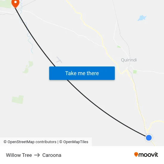 Willow Tree to Caroona map