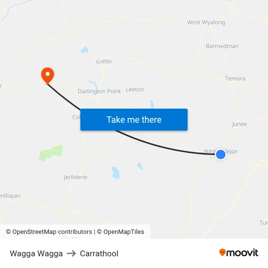 Wagga Wagga to Carrathool map