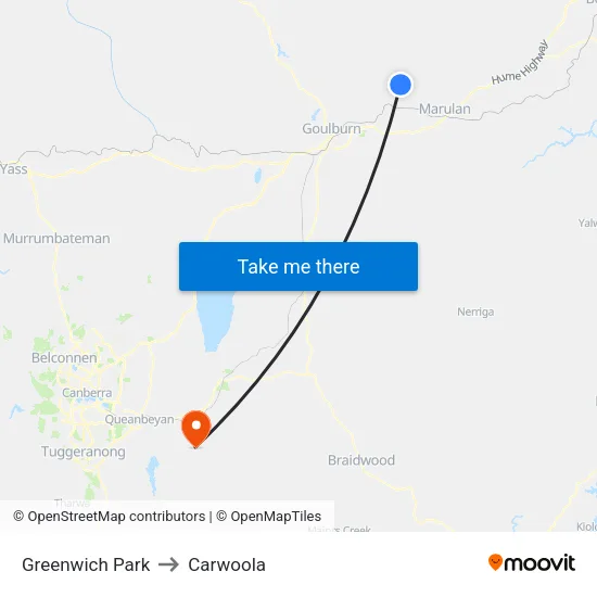 Greenwich Park to Carwoola map