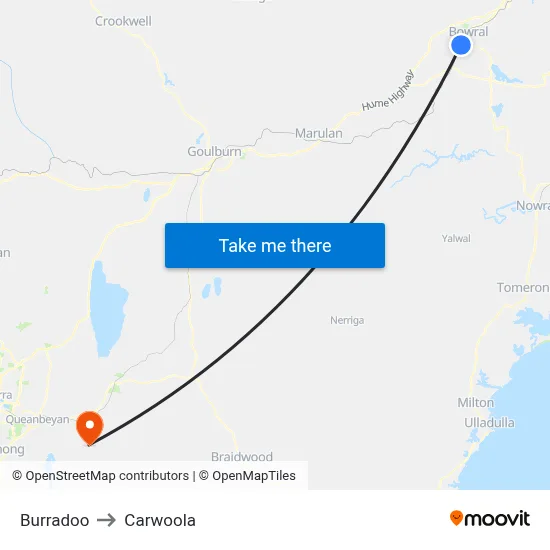 Burradoo to Carwoola map