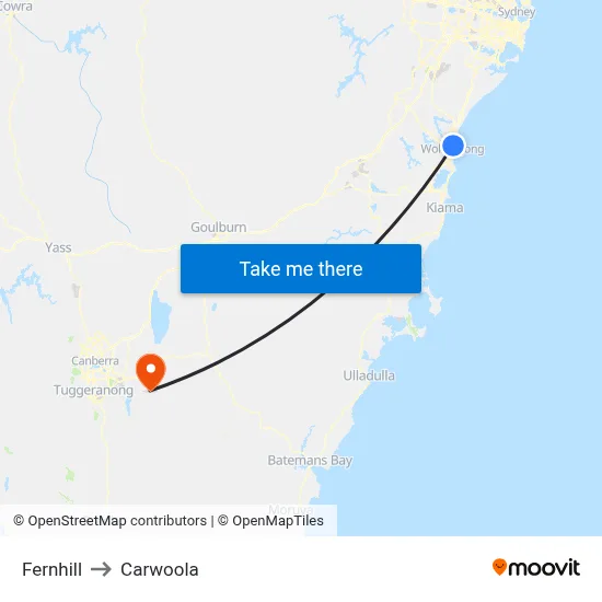 Fernhill to Carwoola map