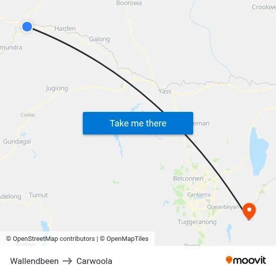 Wallendbeen to Carwoola map
