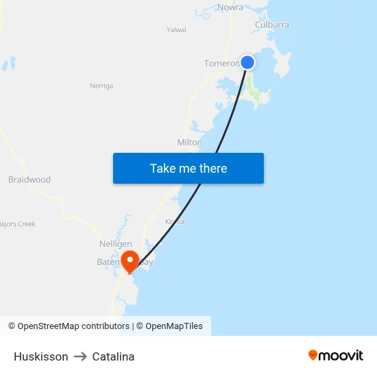Huskisson to Catalina map