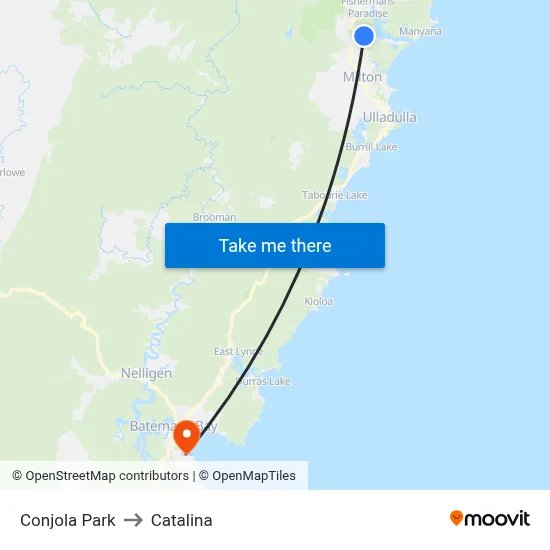 Conjola Park to Catalina map
