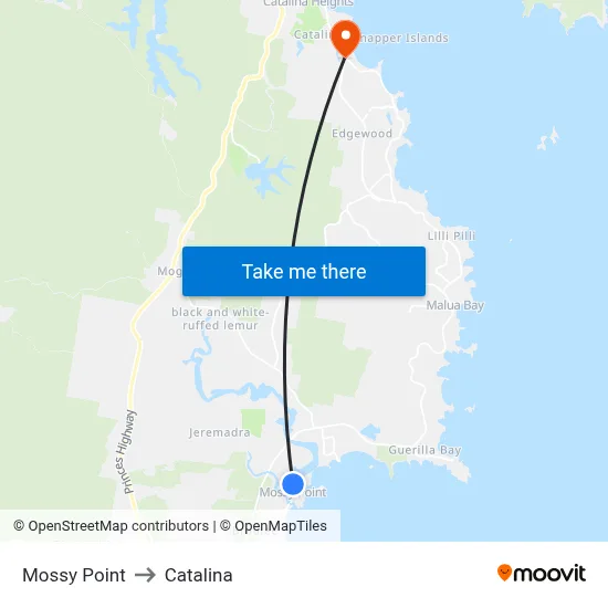 Mossy Point to Catalina map
