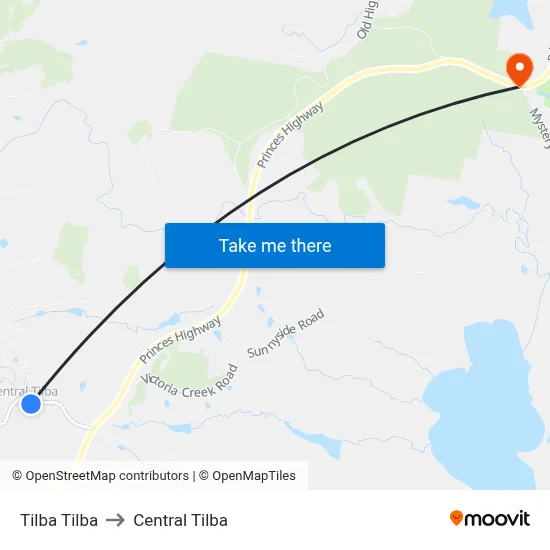 Tilba Tilba to Central Tilba map