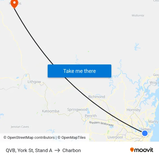 QVB, York St, Stand A to Charbon map