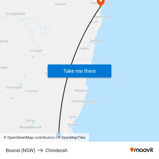 Booral (NSW) to Chinderah map