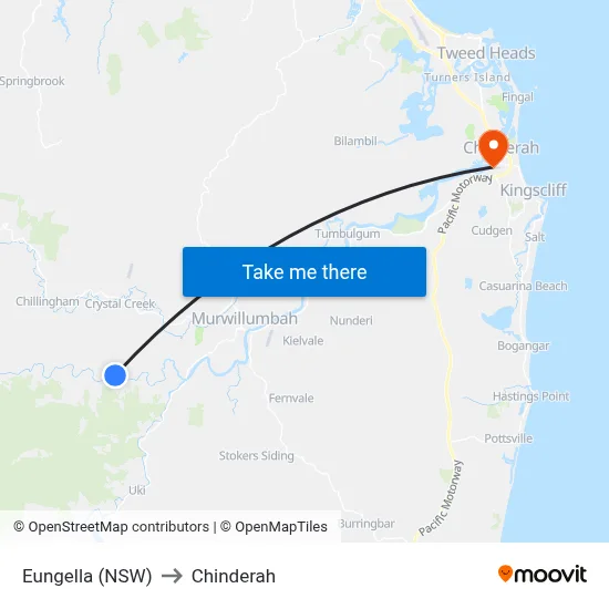 Eungella (NSW) to Chinderah map