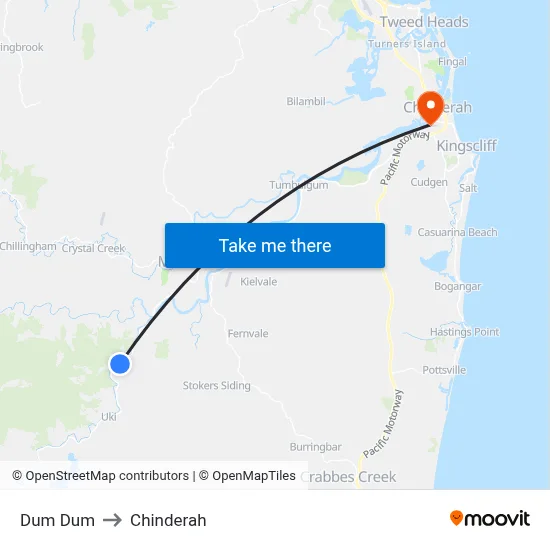 Dum Dum to Chinderah map