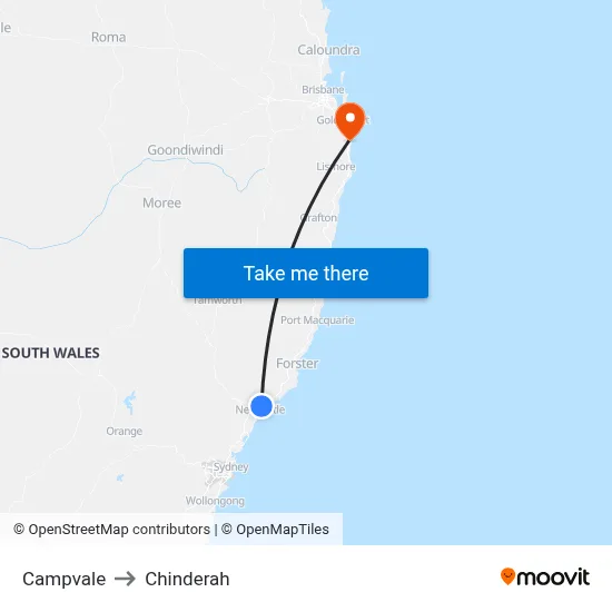 Campvale to Chinderah map