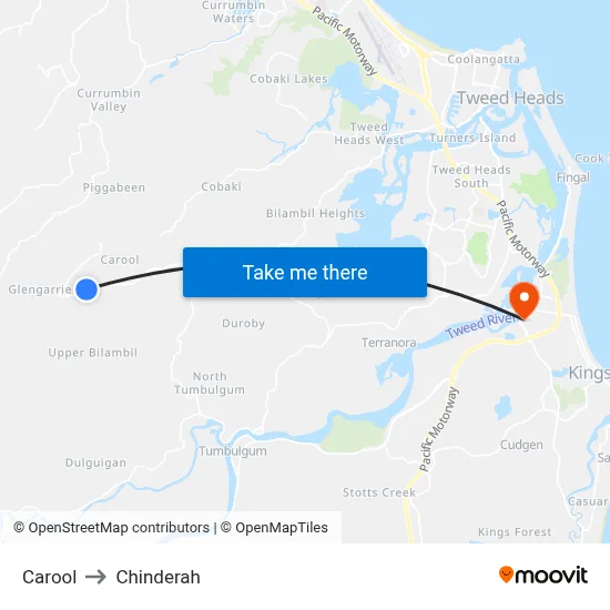Carool to Chinderah map