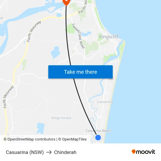 Casuarina (NSW) to Chinderah map