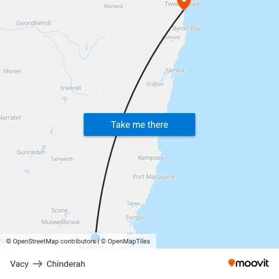 Vacy to Chinderah map