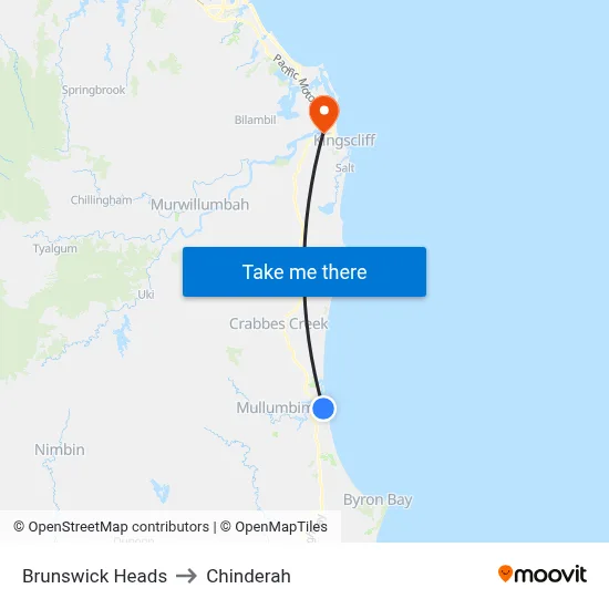 Brunswick Heads to Chinderah map