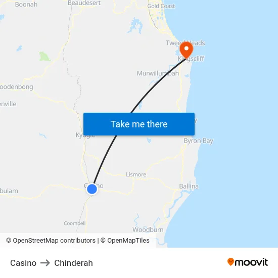 Casino to Chinderah map
