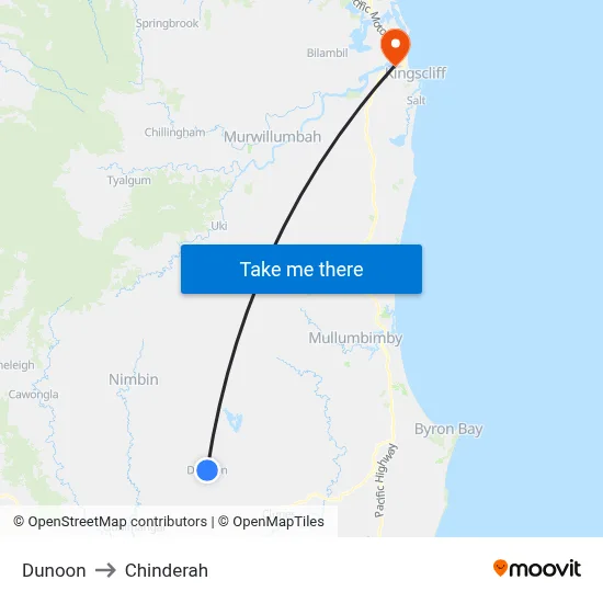 Dunoon to Chinderah map