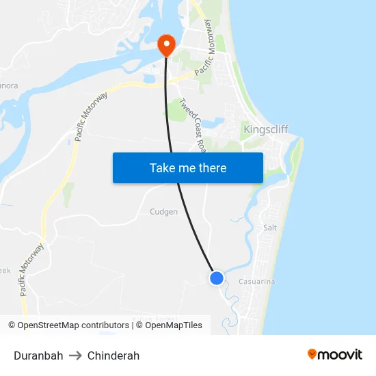 Duranbah to Chinderah map