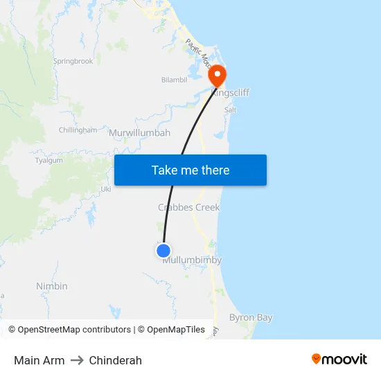Main Arm to Chinderah map