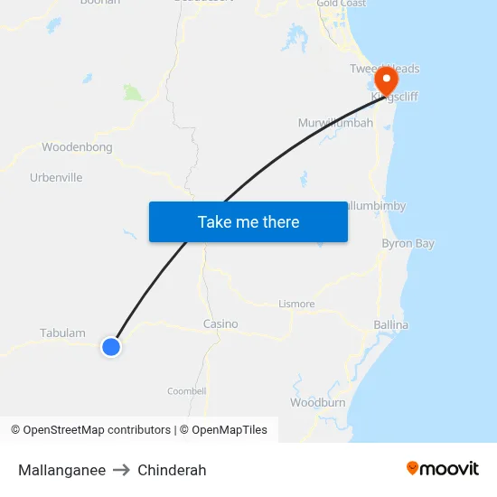 Mallanganee to Chinderah map