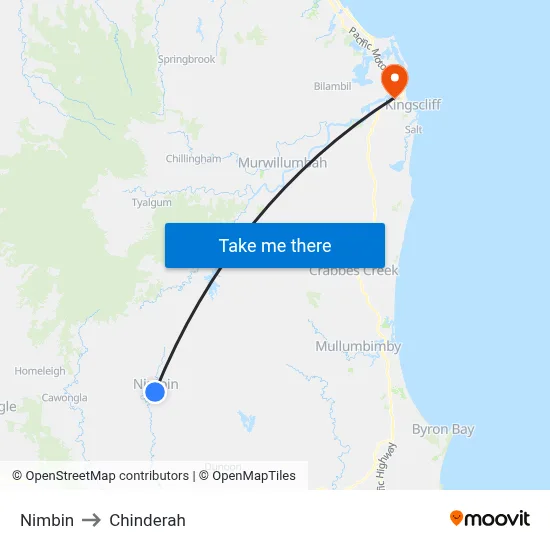 Nimbin to Chinderah map