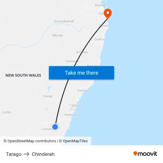 Tarago to Chinderah map