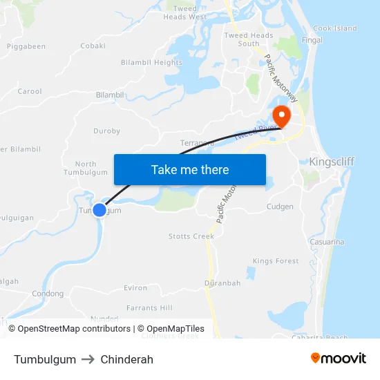 Tumbulgum to Chinderah map