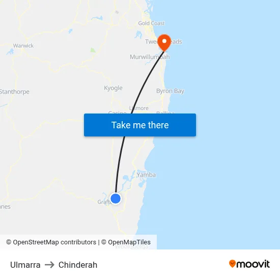 Ulmarra to Chinderah map