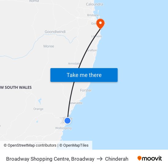 Broadway Shopping Centre, Broadway to Chinderah map
