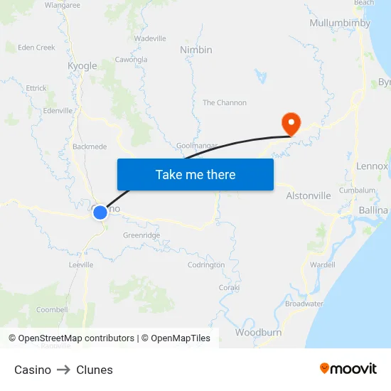 Casino to Clunes map